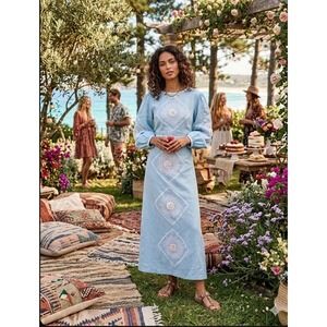 ASHA by Ashley McCormick Sea Breeze Fiona Dress Large Linen Costal New